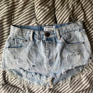 One Teaspoon Distress Low Rise Mini Skirt